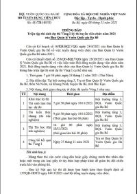 THÔNG BÁO Triệu tập thí sinh dự thi Vòng 1 kỳ thi tuyển viên chức năm 2021 của Ban Quản lý Vườn Quốc gia Ba Bể